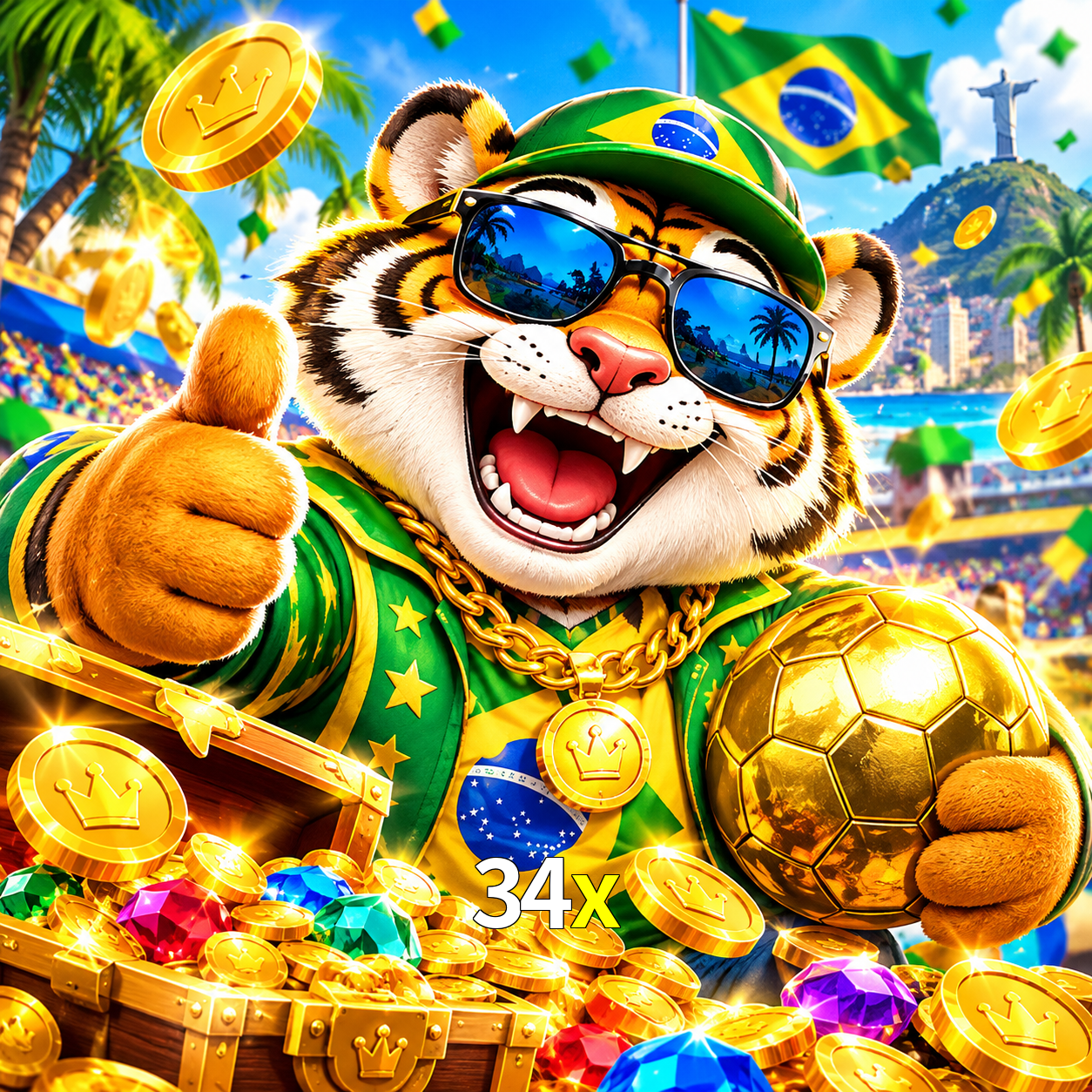 Imagem promocional da 34x mostrando a plataforma e suas vantagens